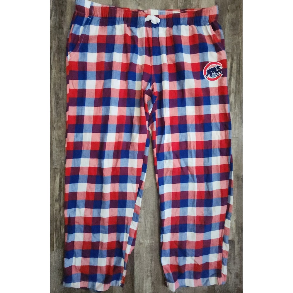 Concepts Sport Pajama Pants Womens XL Red Blue Chicago Cubs MLB Plaid Sleepwear